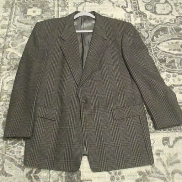 VTG Karl Lagerfeld Blazer Mens 44 REG GREY Textured Classic Tweed Wool Notch COL - Picture 2 of 12